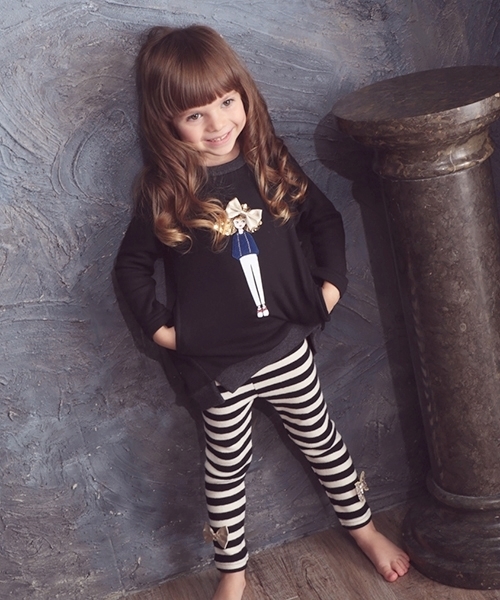 Rora(ローラ)の「モメント ボーダーレギンス(レギンス/スパッツ・キッズ・ブラック・110cm/100cm/120cm/130cm/140cm/90㎝/150cm)」の4枚目の写真