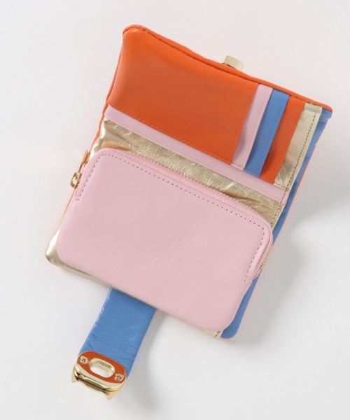 ツモリチサト　財布　ネコヒネリパース　ターン　二つ折り　猫　金　カラフル tsumori chisato CARRY（ツモリチサトキャリー） セール40%OFF