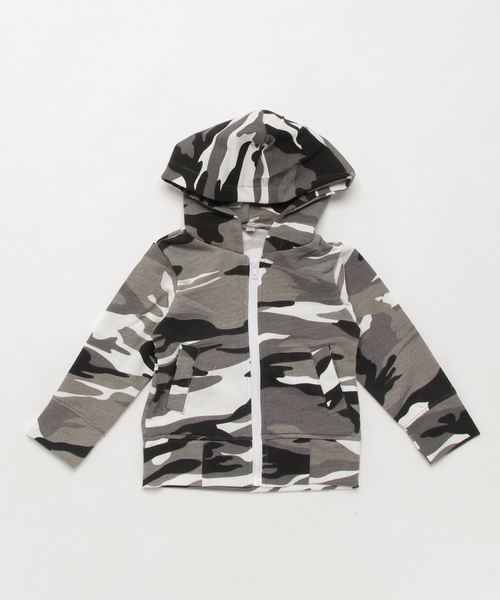 MANGROVE（マングローブ）の「【MANGROVE KIDS】裏毛スウェット　ジップパーカー（パーカー・キッズ・グリーン系カモフラージュ/ホワイト/ピンク/ネイビー/ブラウン系カモフラージュ/オリーブ/グレー系カモフラージュ/杢グレー/ブラック/ホワイト×ネイビー/トップグレー・100/120/110/130/150/140）」の11枚目の写真