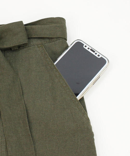 reca(レカ)の「ウエストリボン リネンワイドパンツ(その他パンツ・レディース・ネイビー/カーキ/モカ/グレー系その他/オフホワイト/ブラック/モスグリーン・M/L)」の20枚目の写真