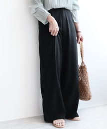 ウエストリボン リネンワイドパンツ
