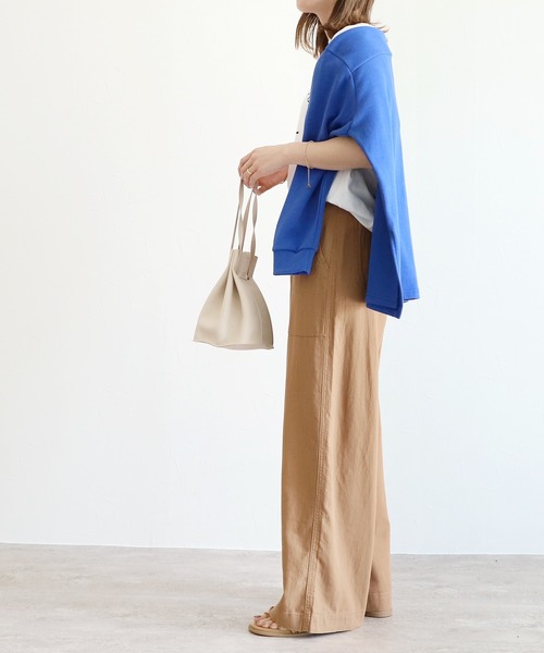 reca(レカ)の「ウエストリボン リネンワイドパンツ(その他パンツ・レディース・ネイビー/カーキ/モカ/グレー系その他/オフホワイト/ブラック/モスグリーン・M/L)」の10枚目の写真