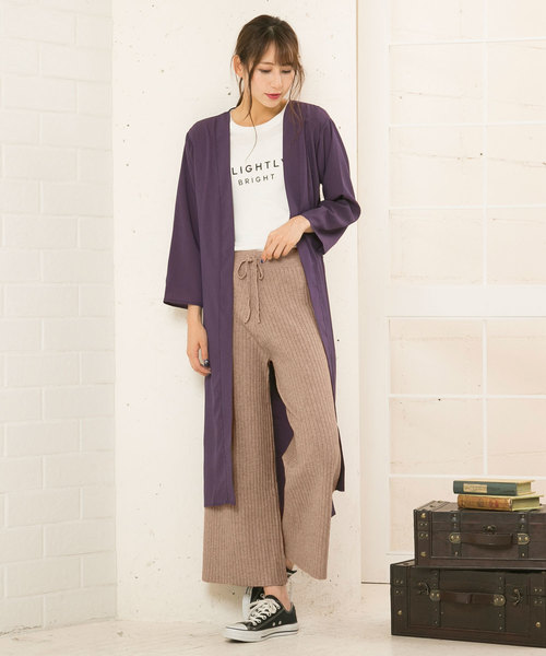 KOBE LETTUCE（コウベレタス）の「リブニットワイドパンツ＊レディース/ボトムス[M2280]神戸レタス（その他パンツ・レディース・ブラック/ベージュ/グレー・FREE）」の7枚目の写真