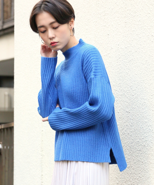 LOWRYS FARM(ローリーズファーム)の「7Gワイドリブプルオーバー 820264(ニット/セーター・レディース・ブラック/ベージュ/オフホワイト/ブルー・FREE)」の1枚目の写真