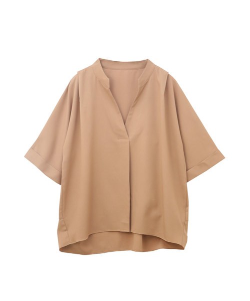 Luz Llena(ラズレナ)の「厚手ジョーゼット5分袖スキッパーシャツ(シャツ/ブラウス・レディース・オフホワイト/ブラック/モカ・MEDIUM)」の5枚目の写真