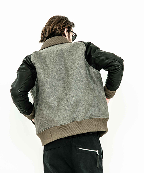 【美品】　ACANTHUS アカンサス　ウール　スタジャン　カーキ　S ACANTHUS（アカンサス）の「mj6392-スタジアムジャケット（スタジャン