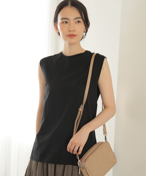 AMERICAN HOLIC(アメリカンホリック)の「ノースリーブT(Tシャツ/カットソー・レディース・グレー系その他/オフホワイト/カーキ/ブラック/キャメル・L/M)」の2枚目の写真