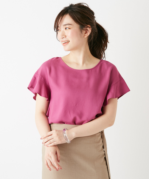 DISCOAT（ディスコート）の「袖フリルブラウス（シャツ/ブラウス・レディース・ライトグレー/ブラック/ダークグリーン/ベージュ/ブラウン/オフホワイト/ローズ・LARGE/MEDIUM）」の7枚目の写真