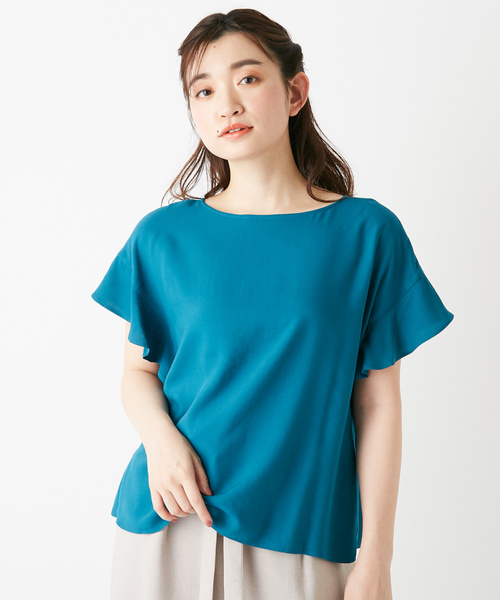 DISCOAT（ディスコート）の「袖フリルブラウス（シャツ/ブラウス・レディース・ライトグレー/ブラック/ダークグリーン/ベージュ/ブラウン/オフホワイト/ローズ・LARGE/MEDIUM）」の6枚目の写真