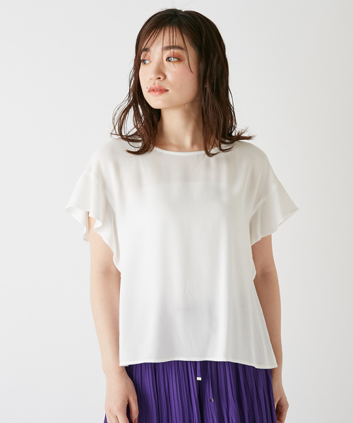 DISCOAT（ディスコート）の「袖フリルブラウス（シャツ/ブラウス・レディース・ライトグレー/ブラック/ダークグリーン/ベージュ/ブラウン/オフホワイト/ローズ・LARGE/MEDIUM）」の12枚目の写真