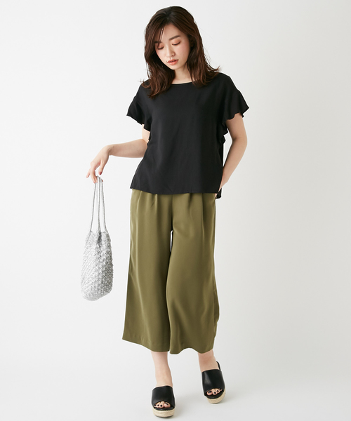 DISCOAT（ディスコート）の「袖フリルブラウス（シャツ/ブラウス・レディース・ライトグレー/ブラック/ダークグリーン/ベージュ/ブラウン/オフホワイト/ローズ・LARGE/MEDIUM）」の14枚目の写真