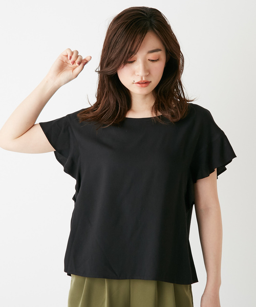 DISCOAT（ディスコート）の「袖フリルブラウス（シャツ/ブラウス・レディース・ライトグレー/ブラック/ダークグリーン/ベージュ/ブラウン/オフホワイト/ローズ・LARGE/MEDIUM）」の16枚目の写真