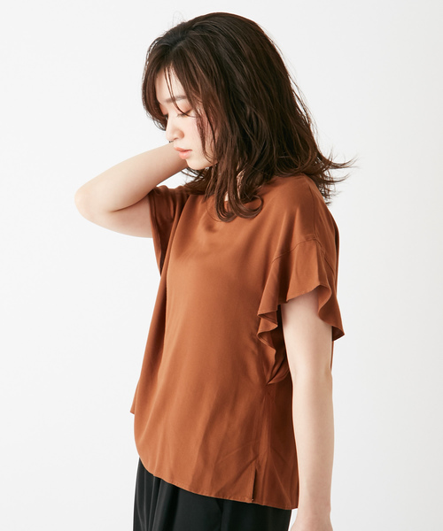 DISCOAT（ディスコート）の「袖フリルブラウス（シャツ/ブラウス・レディース・ライトグレー/ブラック/ダークグリーン/ベージュ/ブラウン/オフホワイト/ローズ・LARGE/MEDIUM）」の21枚目の写真