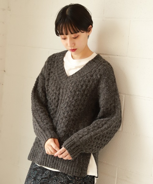 Pageboy ページボーイ の ケーブルユルvネックニット ニット セーター Wear