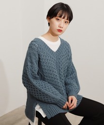 PAGEBOY | ケーブルユルVネックニット(ニット/セーター)
