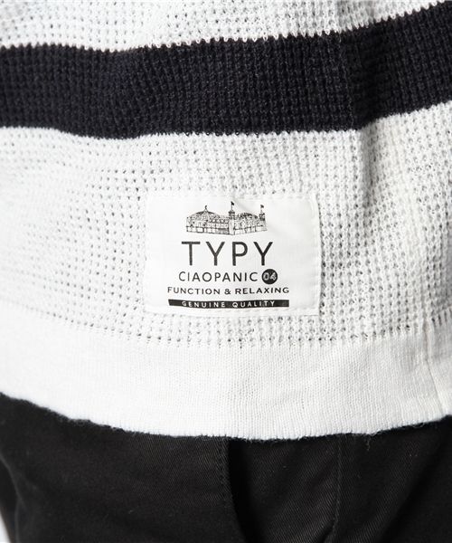 CIAOPANIC TYPY（チャオパニックティピー）の「綿麻マリンボーダーニットTee（ニット/セーター・メンズ・ホワイト/グレー/ネイビー・MEDIUM/LARGE）」の4枚目の写真