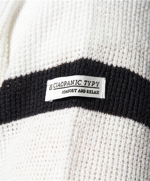 CIAOPANIC TYPY（チャオパニックティピー）の「綿麻マリンボーダーニットTee（ニット/セーター・メンズ・ホワイト/グレー/ネイビー・MEDIUM/LARGE）」の5枚目の写真