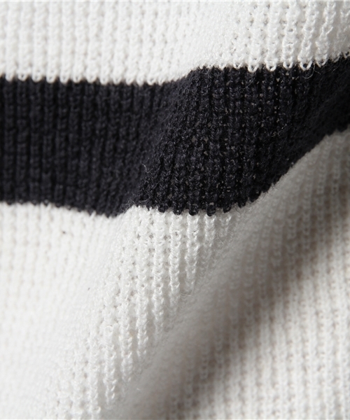 CIAOPANIC TYPY（チャオパニックティピー）の「綿麻マリンボーダーニットTee（ニット/セーター・メンズ・ホワイト/グレー/ネイビー・MEDIUM/LARGE）」の6枚目の写真