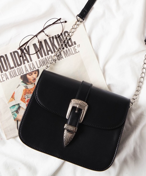 WEGO（ウィゴー）の「WEGO/ウエスタンバックルショルダーバッグ（ショルダーバッグ・レディース・ブラック/その他1・FREE）」の2枚目の写真