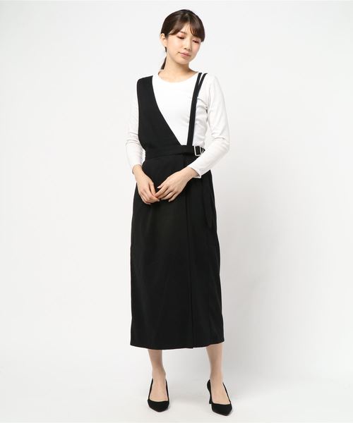 STYLEBLOCK（スタイルブロック）の「フェイクスウェード2WAYジャンパースカート（ジャンパースカート・レディース・モカ/キャメル/ブラック/ベージュ・M）」の2枚目の写真