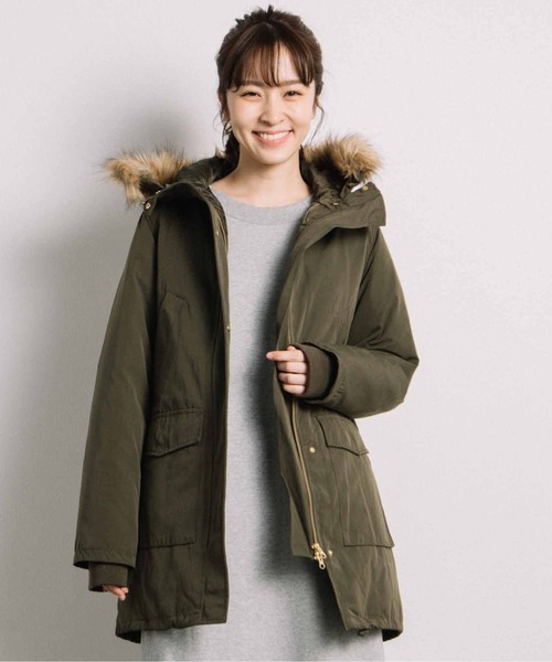 miniyu（ミニュウ）の「モッズダウンコート(ag)（その他アウター・レディース・ブラック/ベージュ/カーキ・M/L）」の3枚目の写真