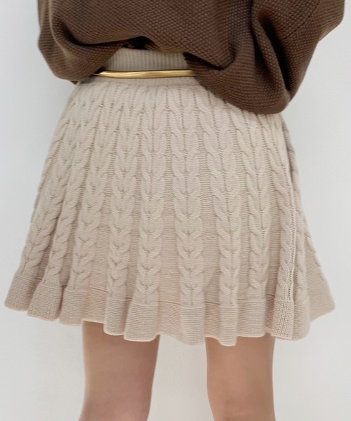apres jour（アプレジュール）の「ケーブルニットスカパン【ZOZOTOWN限定アイテム】（スカート・レディース・ダークブラウン/モカ/ライトベージュ・フリー）」の6枚目の写真