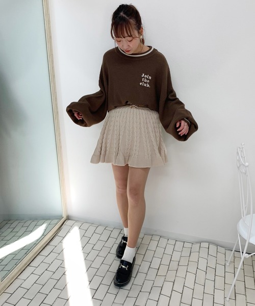 apres jour（アプレジュール）の「ケーブルニットスカパン【ZOZOTOWN限定アイテム】（スカート・レディース・ダークブラウン/モカ/ライトベージュ・フリー）」の4枚目の写真