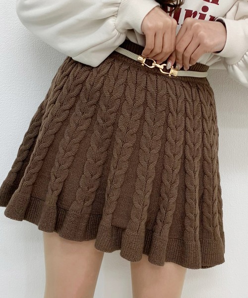 apres jour（アプレジュール）の「ケーブルニットスカパン【ZOZOTOWN限定アイテム】（スカート・レディース・ダークブラウン/モカ/ライトベージュ・フリー）」の8枚目の写真