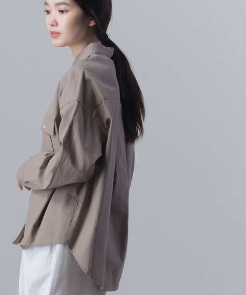 OMNES（オムネス）の「製品洗い 綿麻 CPOシャツジャケット（その他アウター・レディース・ベージュ/カーキ・FREE）」の7枚目の写真