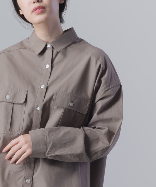 OMNES（オムネス）の「製品洗い 綿麻 CPOシャツジャケット（その他アウター・レディース・ベージュ/カーキ・FREE）」の9枚目の写真