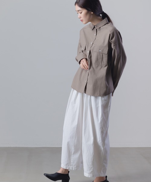 OMNES（オムネス）の「製品洗い 綿麻 CPOシャツジャケット（その他アウター・レディース・ベージュ/カーキ・FREE）」の12枚目の写真