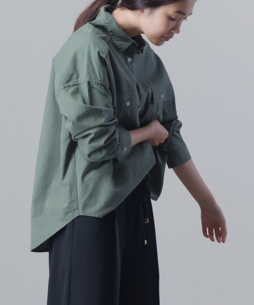 OMNES（オムネス）の「製品洗い 綿麻 CPOシャツジャケット（その他アウター・レディース・ベージュ/カーキ・FREE）」の17枚目の写真