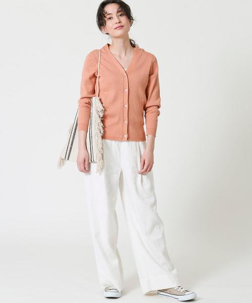 coen（コーエン）の「【WEB限定カラー】リブ編みVネックカーディガン（カーディガン/ボレロ・レディース・オフホワイト/シャーベット/ライトブルー/レッド/ブラック・FREE）」の20枚目の写真