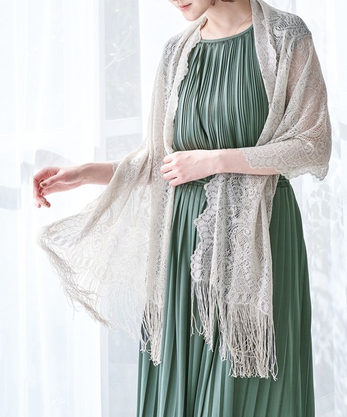 ROPE' PICNIC（ロペピクニック）の「スカラップフラワーレース刺繍ストール（ストール/ショール・レディース・ピンク系その他2/ゴールド・FREE）」の2枚目の写真