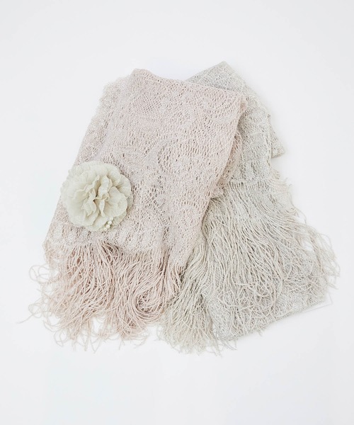 ROPE' PICNIC（ロペピクニック）の「スカラップフラワーレース刺繍ストール（ストール/ショール・レディース・ピンク系その他2/ゴールド・FREE）」の6枚目の写真