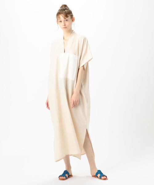 オープニング 大放出セール Dou Bochi Trinite リネン バイカラーポケットワンピース ワンピース Revuemusicaleoicrm Org