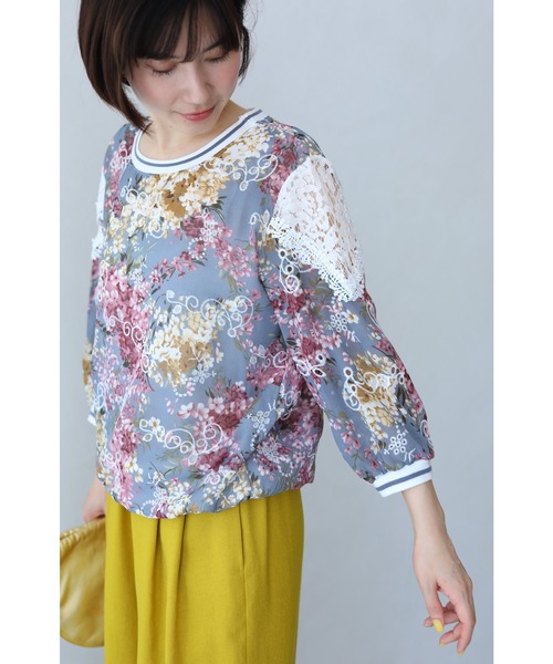 cawaii(カワイイ)の「レース施した優美な花絵のプルオーバートップス(Tシャツ/カットソー・レディース・グレー・FREE)」の21枚目の写真