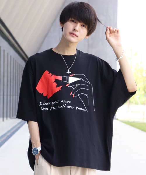 anown（アノン）の「rouge art/オーバーサイズカットソー【ファッションインフルエンサーユウ×anown 限定コラボ】（Tシャツ/カットソー・メンズ・ホワイト/ブラック・M/L）」の2枚目の写真