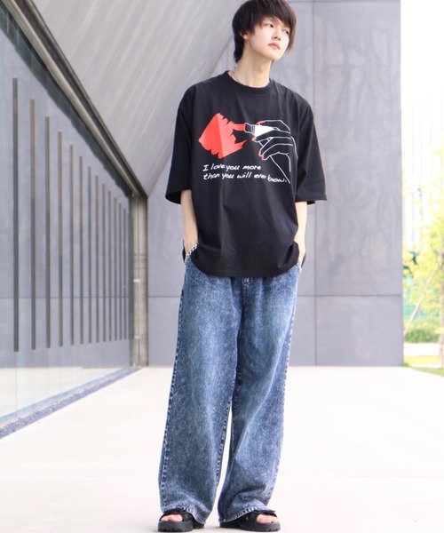 anown（アノン）の「rouge art/オーバーサイズカットソー【ファッションインフルエンサーユウ×anown 限定コラボ】（Tシャツ/カットソー・メンズ・ホワイト/ブラック・M/L）」の18枚目の写真