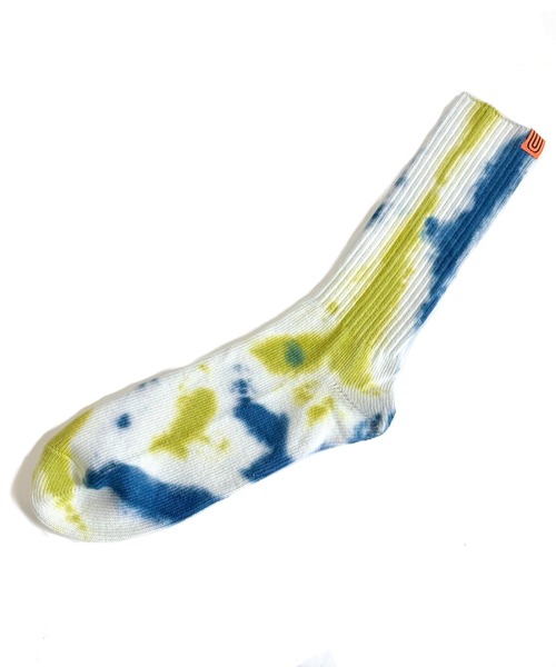 UNIVERSAL OVERALL（ユニバーサルオーバーオール）の「UNIVERSAL OVERALL-タイダイソックス（ソックス/靴下・メンズ・ブラック/ネイビー/イエロー/オレンジ・FREE）」の4枚目の写真