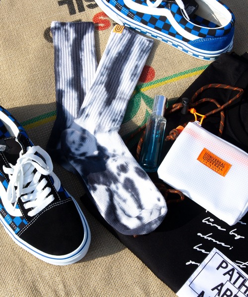 UNIVERSAL OVERALL（ユニバーサルオーバーオール）の「UNIVERSAL OVERALL-タイダイソックス（ソックス/靴下・メンズ・ブラック/ネイビー/イエロー/オレンジ・FREE）」の7枚目の写真