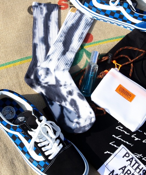 UNIVERSAL OVERALL（ユニバーサルオーバーオール）の「UNIVERSAL OVERALL-タイダイソックス（ソックス/靴下・メンズ・ブラック/ネイビー/イエロー/オレンジ・FREE）」の9枚目の写真
