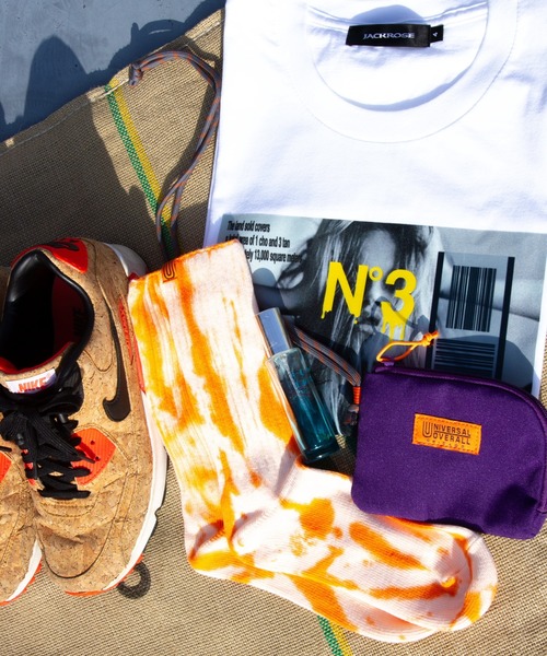 UNIVERSAL OVERALL（ユニバーサルオーバーオール）の「UNIVERSAL OVERALL-タイダイソックス（ソックス/靴下・メンズ・ブラック/ネイビー/イエロー/オレンジ・FREE）」の14枚目の写真