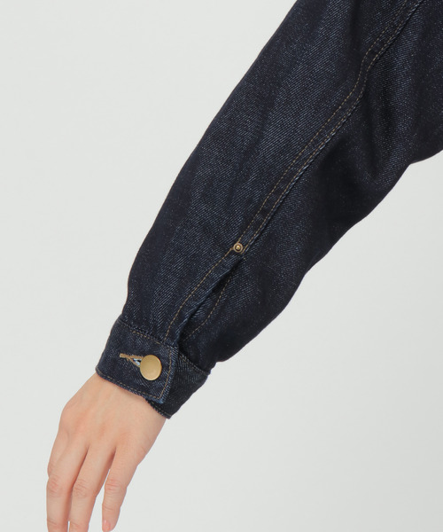 LBC(エルビーシー)の「【選べるセットアップ】LBCデニムノーカラージャケット(デニムジャケット・レディース・ネイビー/ブルー/オフホワイト/ベージュ/ダークグレー/ピンク/ブラウン/ブラック/カーキ/ライトブルー・M/L/LL/XL/FREE/XXL)」の21枚目の写真