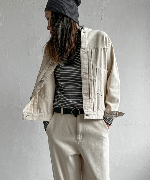 セットアップ LBC ノーカラーGジャン ゆるテーパードデニム M タグ付 セットアップ LBC ノーカラーGジャン ゆるテーパードデニム M