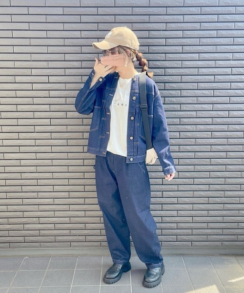 セットアップ LBC ノーカラーGジャン ゆるテーパードデニム M タグ付 LBC デニムジャケット gジャン 「選べるセットアップ」LBCデニム