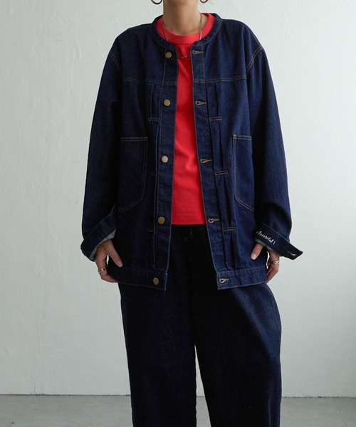 選べるセットアップ】LBCデニムノーカラージャケット（デニム