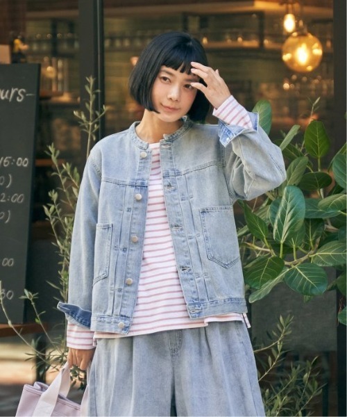 選べるセットアップ】LBCデニムノーカラージャケット（デニム