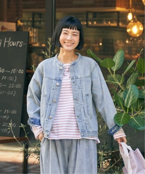 選べるセットアップ】LBCデニムノーカラージャケット（デニム