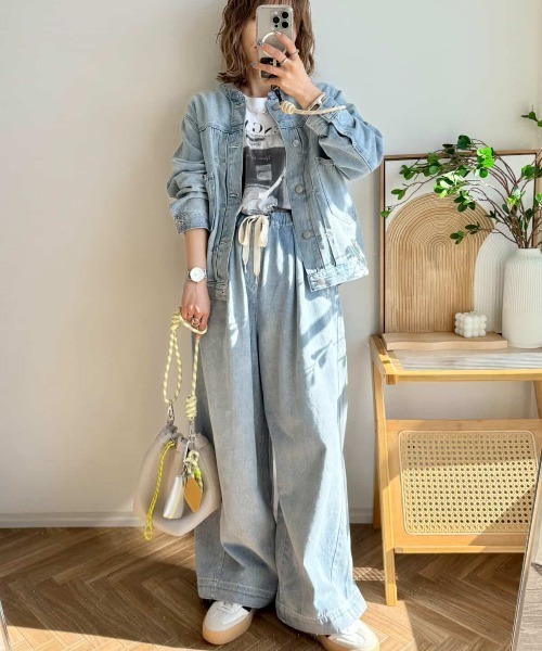 選べるセットアップ】LBCデニムノーカラージャケット（デニム